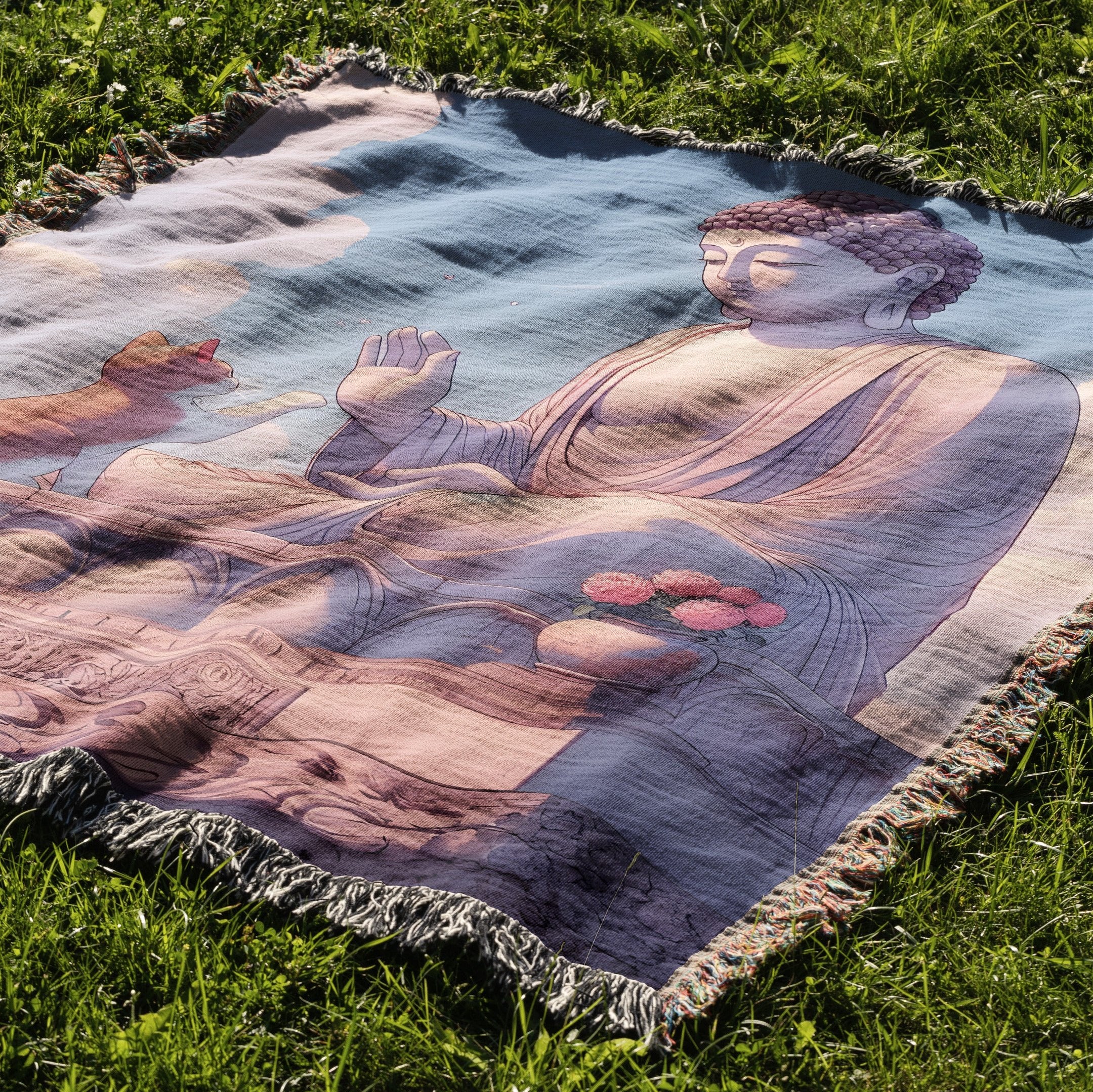 Enlightened Kitty Woven Blanket Tapestry - Image 2