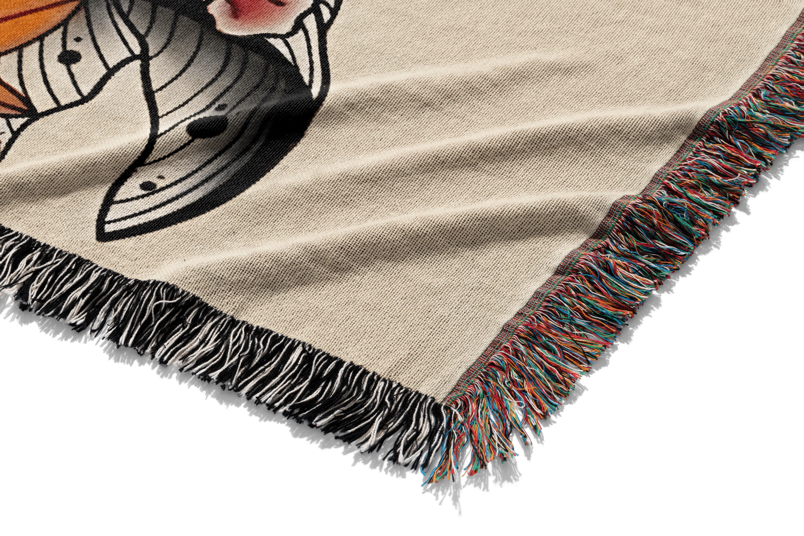 Koi Fish Oni Mask Woven Blanket Tapestry - Image 3