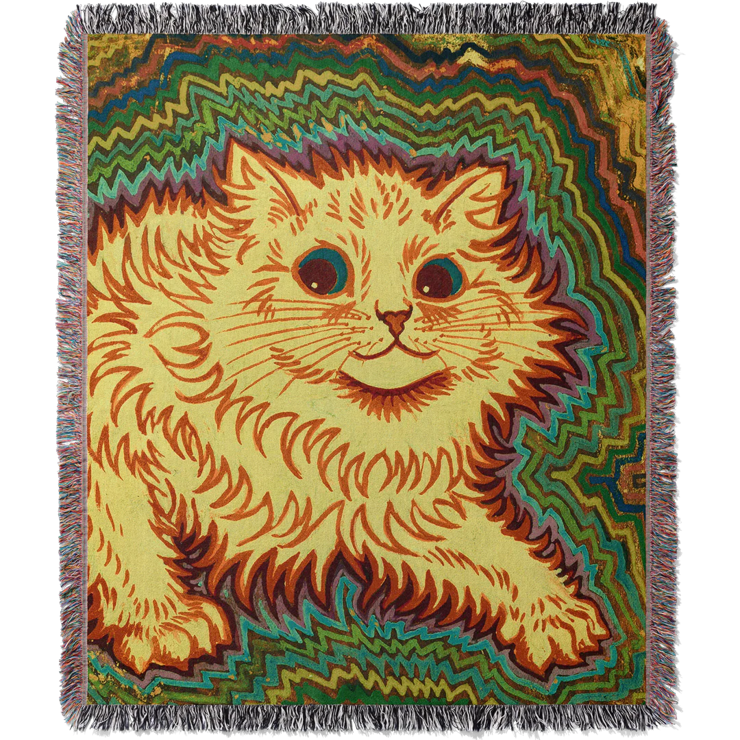 Louis Wain Trippy Cat Woven Blanket Tapestry