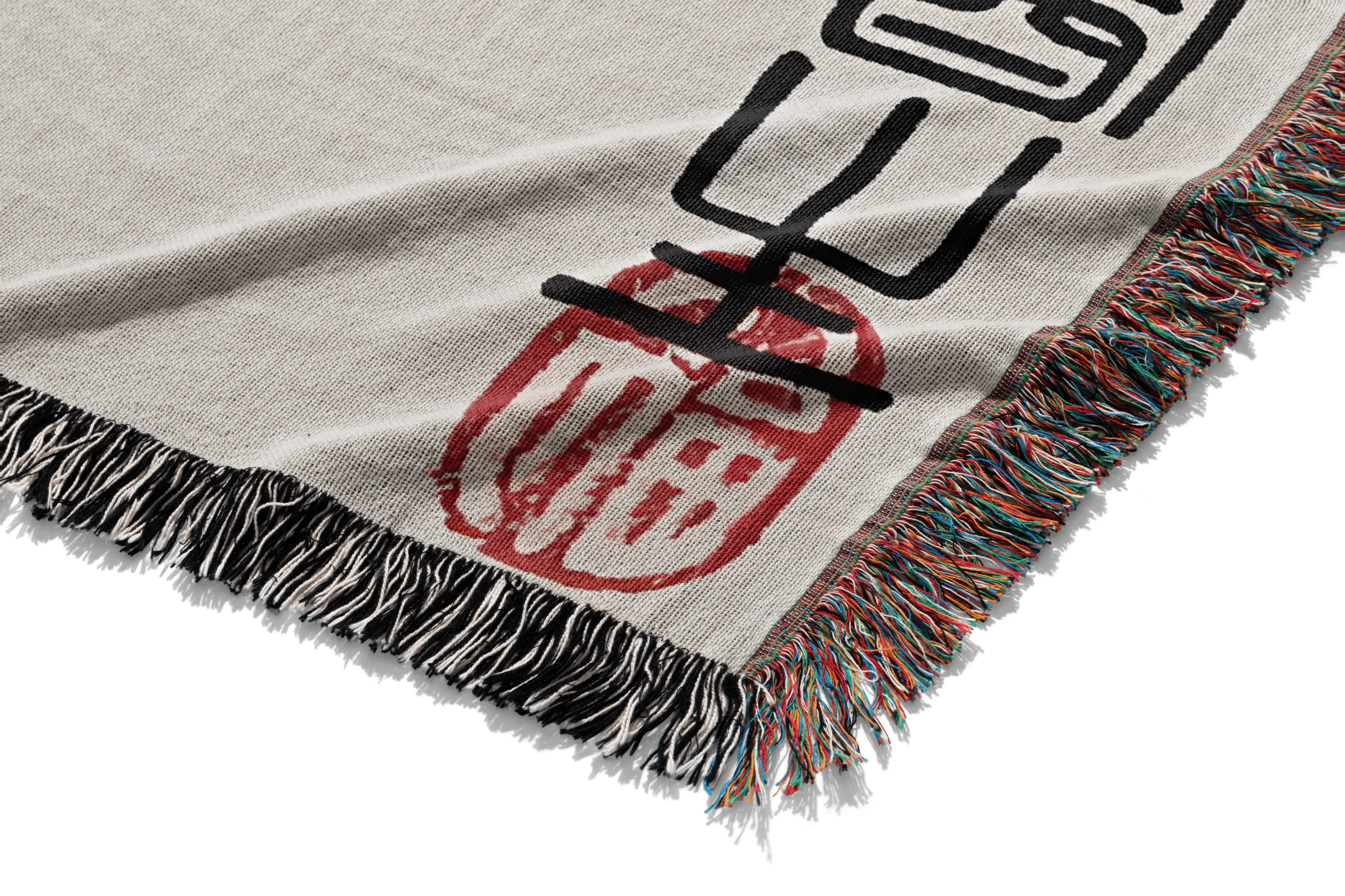 Oni Mask Woven Blanket Tapestry - Image 3