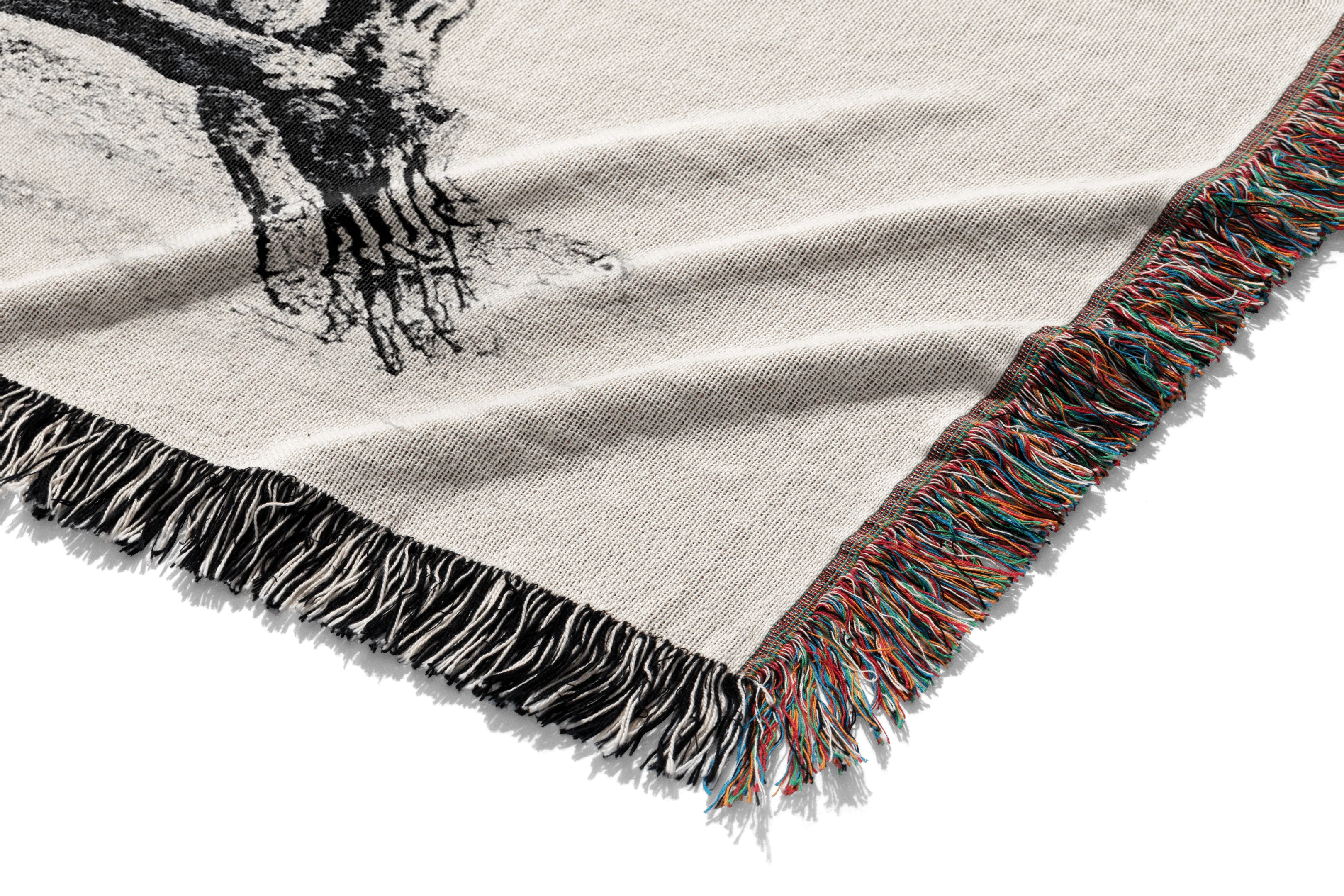 Praying Skeleton Woven Blanket Tapestry - Image 3