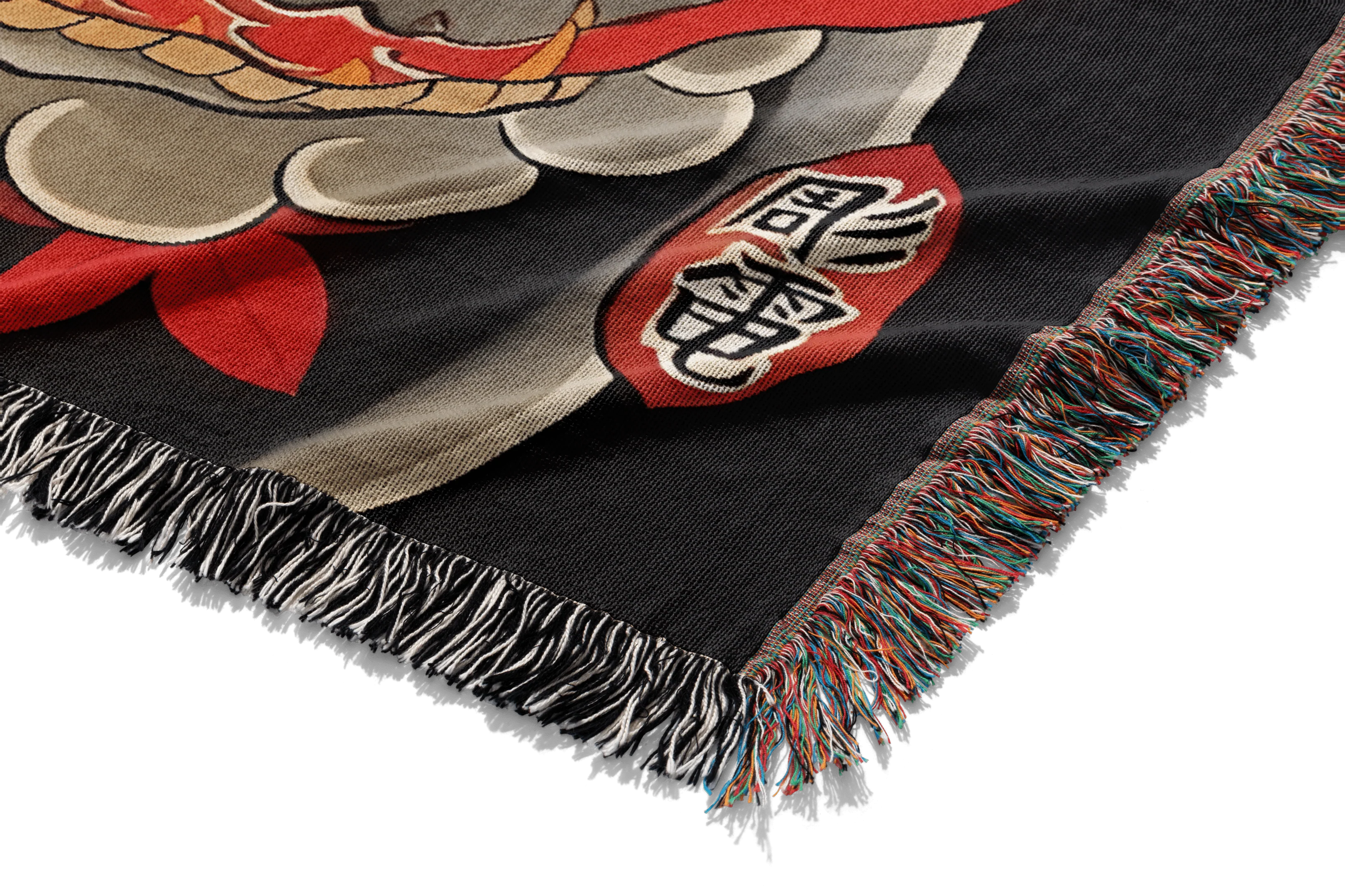 Snake and Oni Mask Woven Blanket Tapestry - Image 3