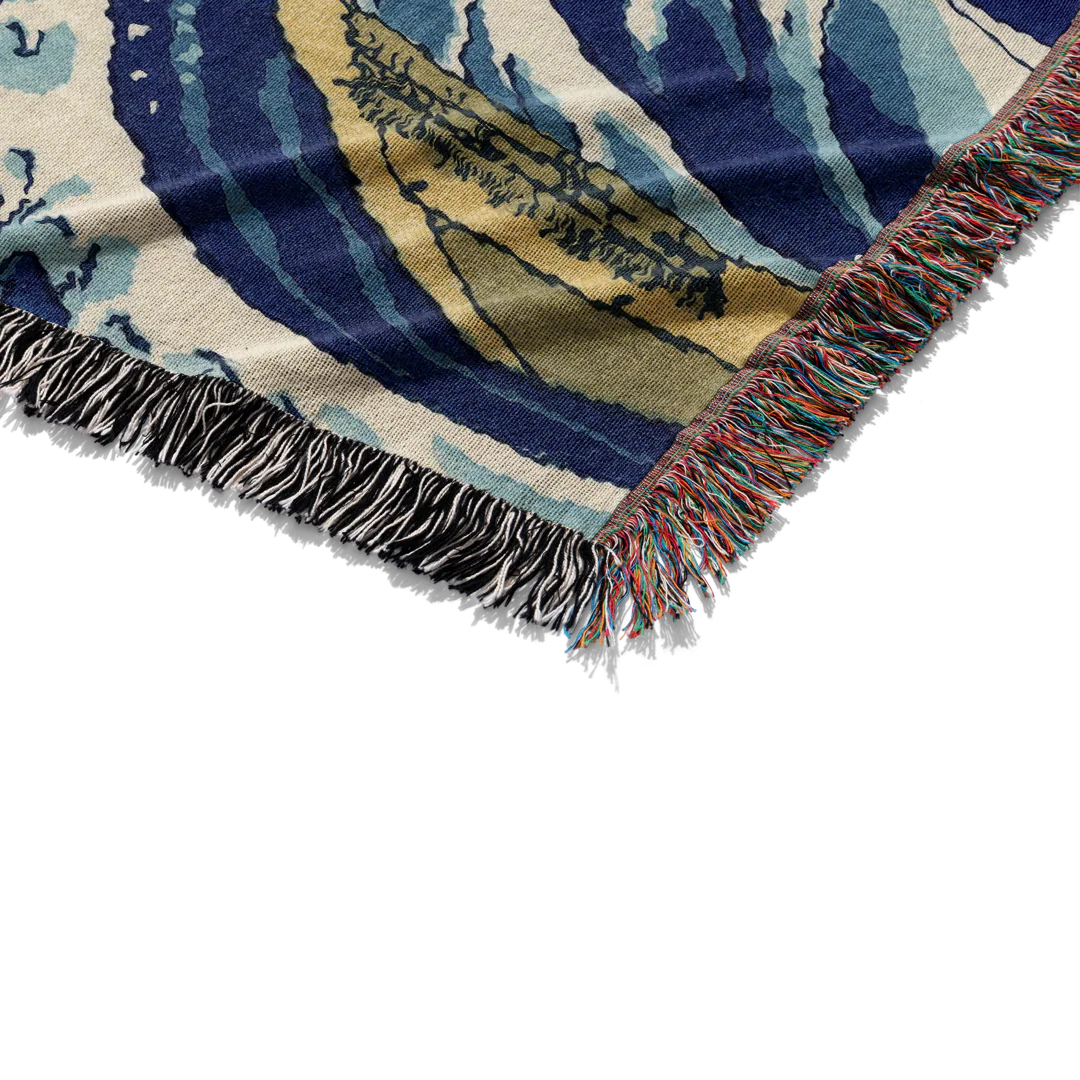 The Great Wave off Kanagawa by Hokusai Woven Blanket Tapestry - Image 3