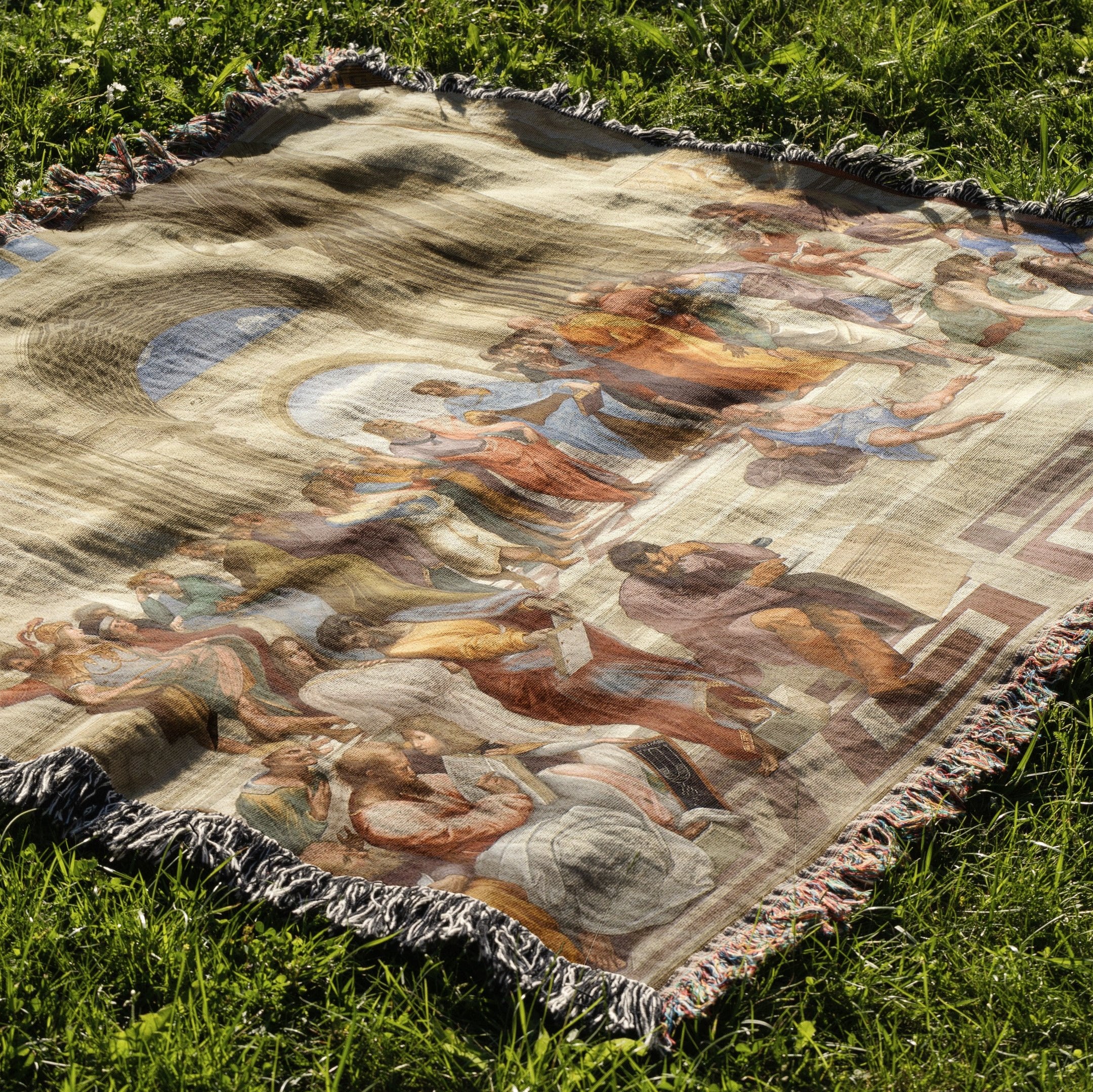 The School of Athens by Raphael Woven Blanket Tapestry - Image 2