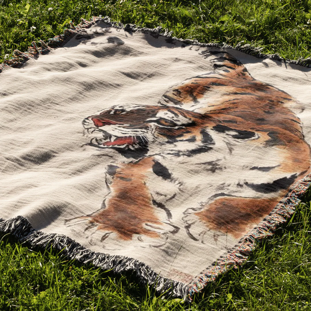 Tiger Woven Blanket Tapestry - Image 2