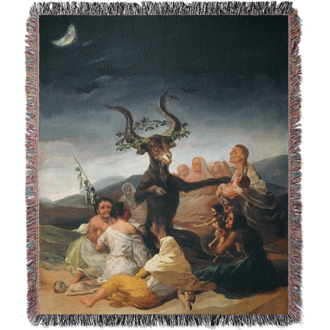 Witches' Sabbath by Francisco Goya Woven Blanket Tapestry